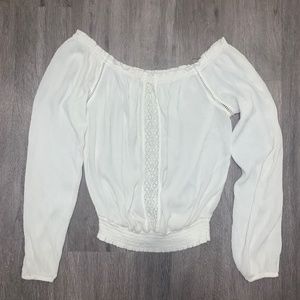 Aeropostale Off the Shoulder Cream Top: SIZE Small